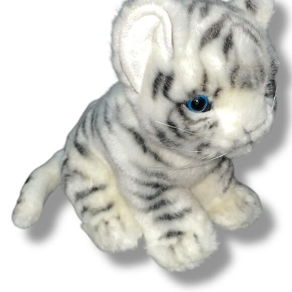 Hansa Creations Plush White Tiger Cub Baby 2015 Realistic Nursery Decor Cat 8" - Picture 7 of 13